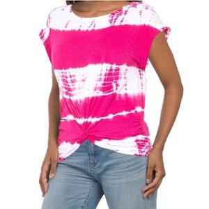 Lucky Brand Tie-Dye Twist-Front Short Sleeve Top NWT